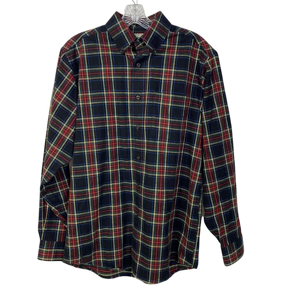 L.L. Bean Flannel Shirt Scotch Plaid Traditional Fit  Small 228061 Men's Black